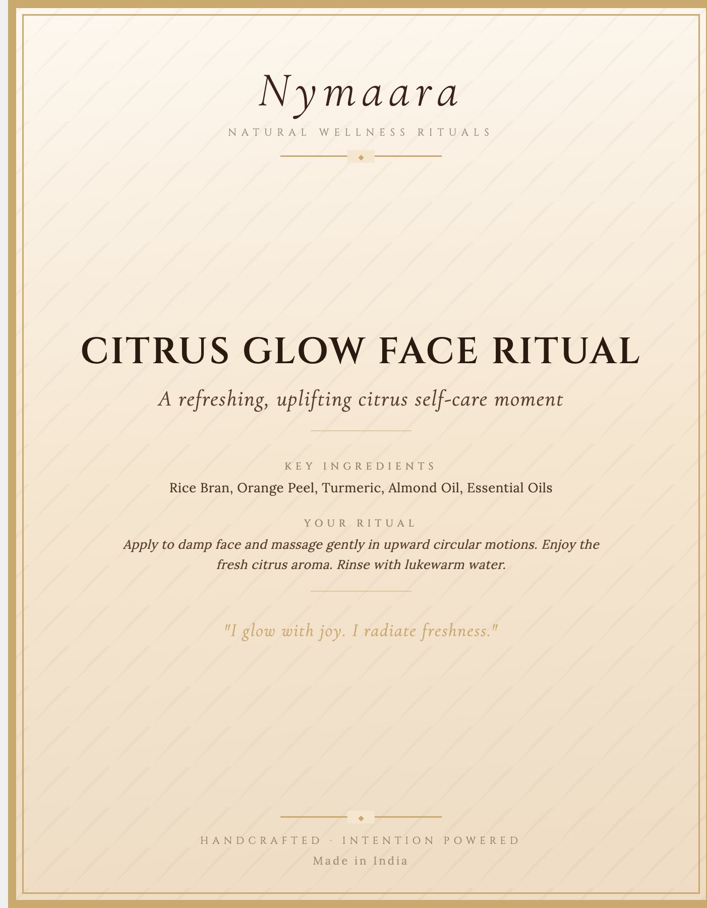 Nymaara Citrus Glow Face Ritual Label