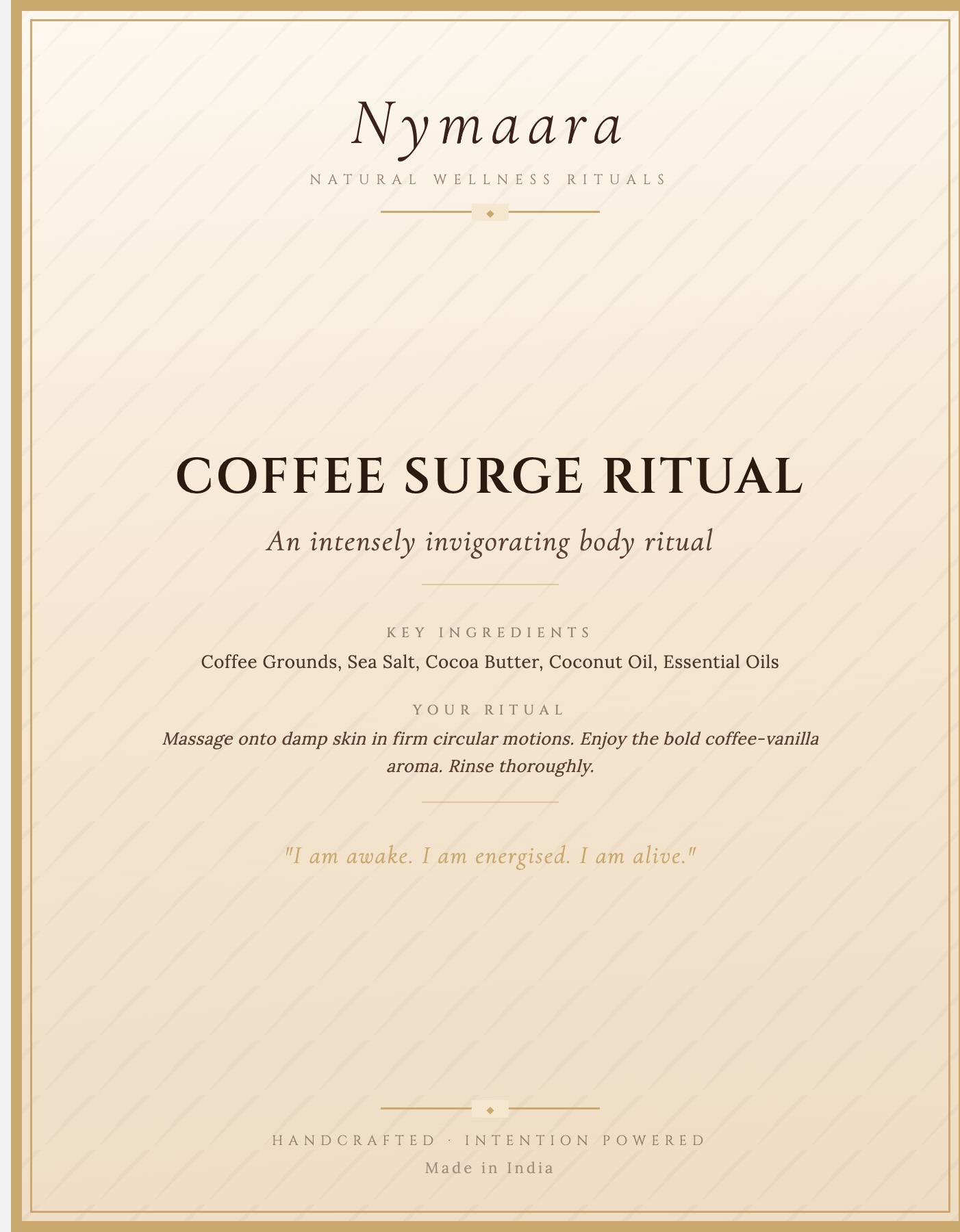 Nymaara Coffee Surge Ritual Label