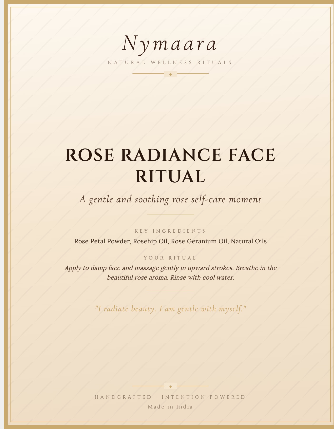 Nymaara Rose Radiance Face Ritual Label